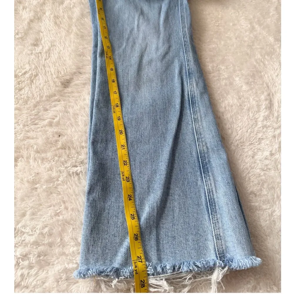 Good American 6/28 Light Wash Wide Leg Raw Hem Jeans